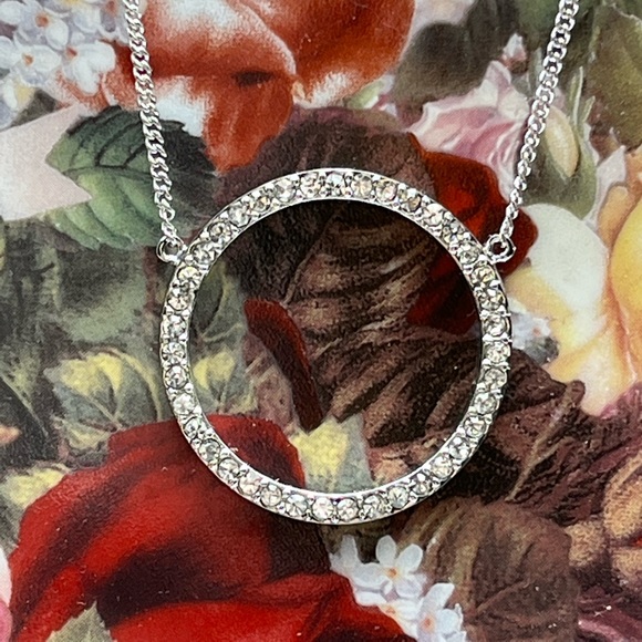 Fashionable LARGE Circle Pendant Full of Top Grade Brilliant Crystals 16” & 18”L - Picture 4 of 7